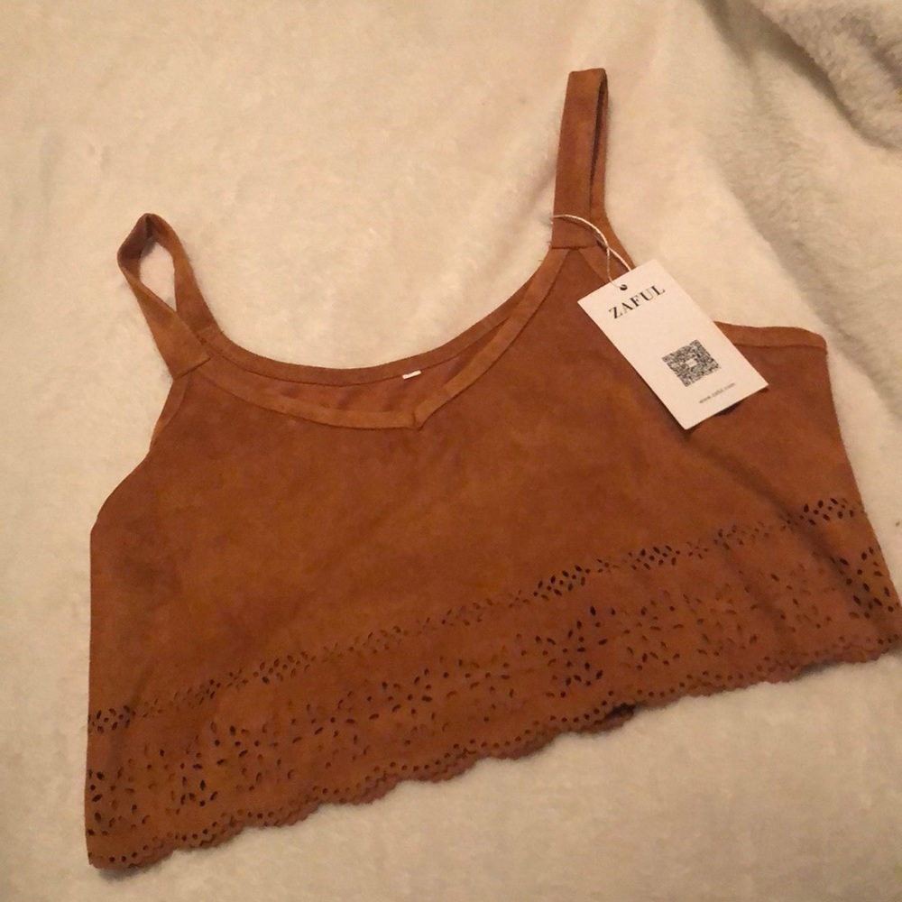 Zaful faux suede crop top